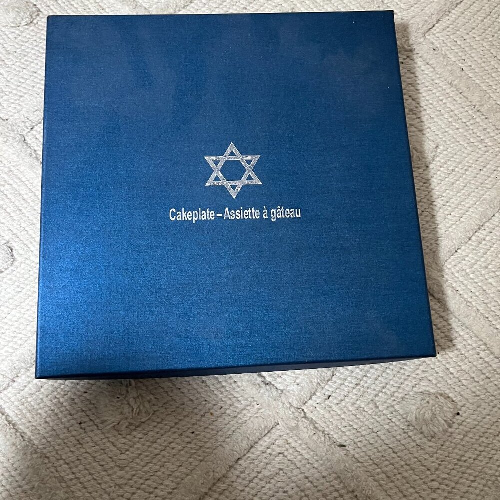 Jewish Star Of David Glass Cake Plate Assiette A Gateau